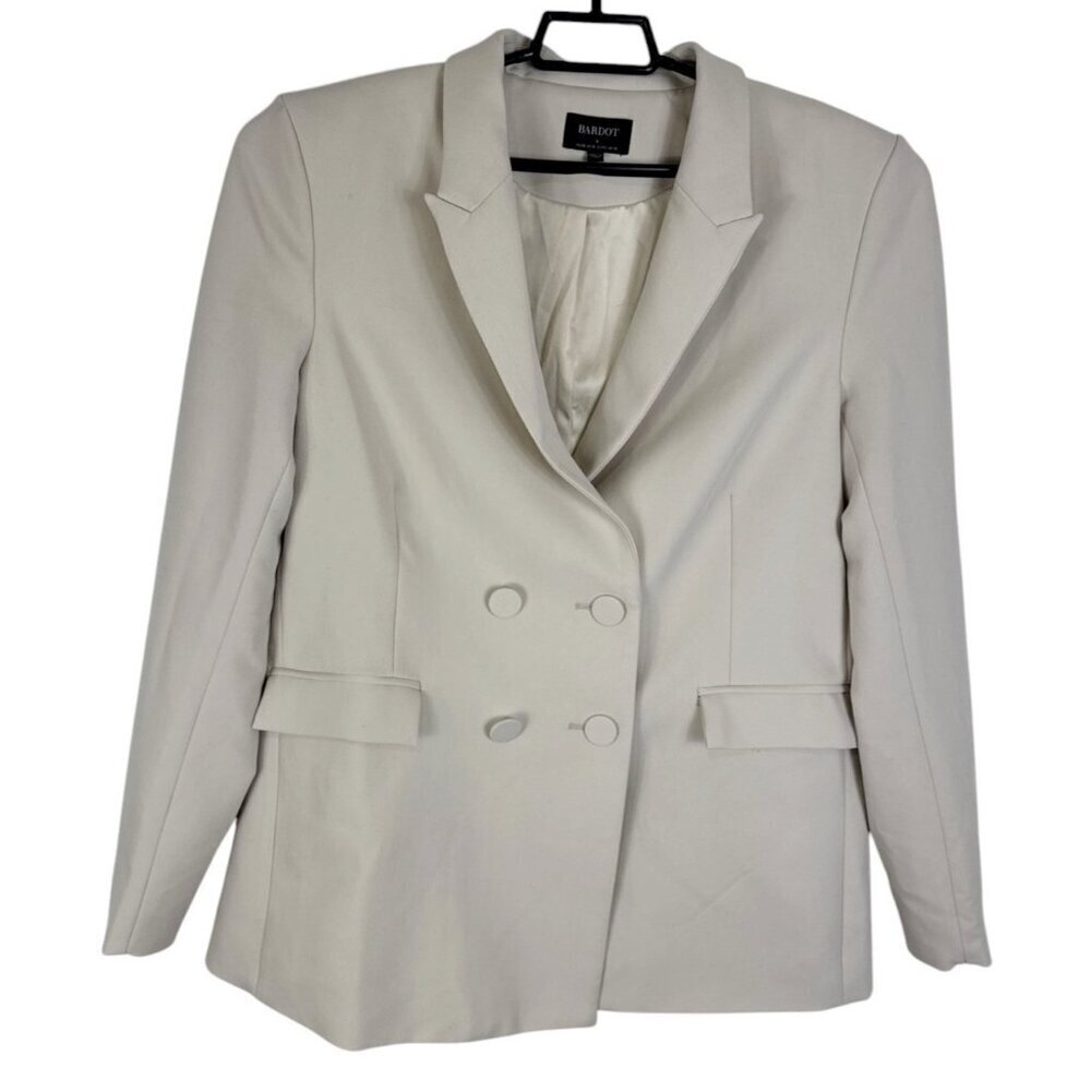 Bardot Women's XL Double Breasted Lined Blazer Light Beige Creme EUC